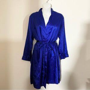 La Vie En Rose royal blue silky robe